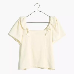 Madewell Crosshatch Ruffled Top in Bright Ivory
